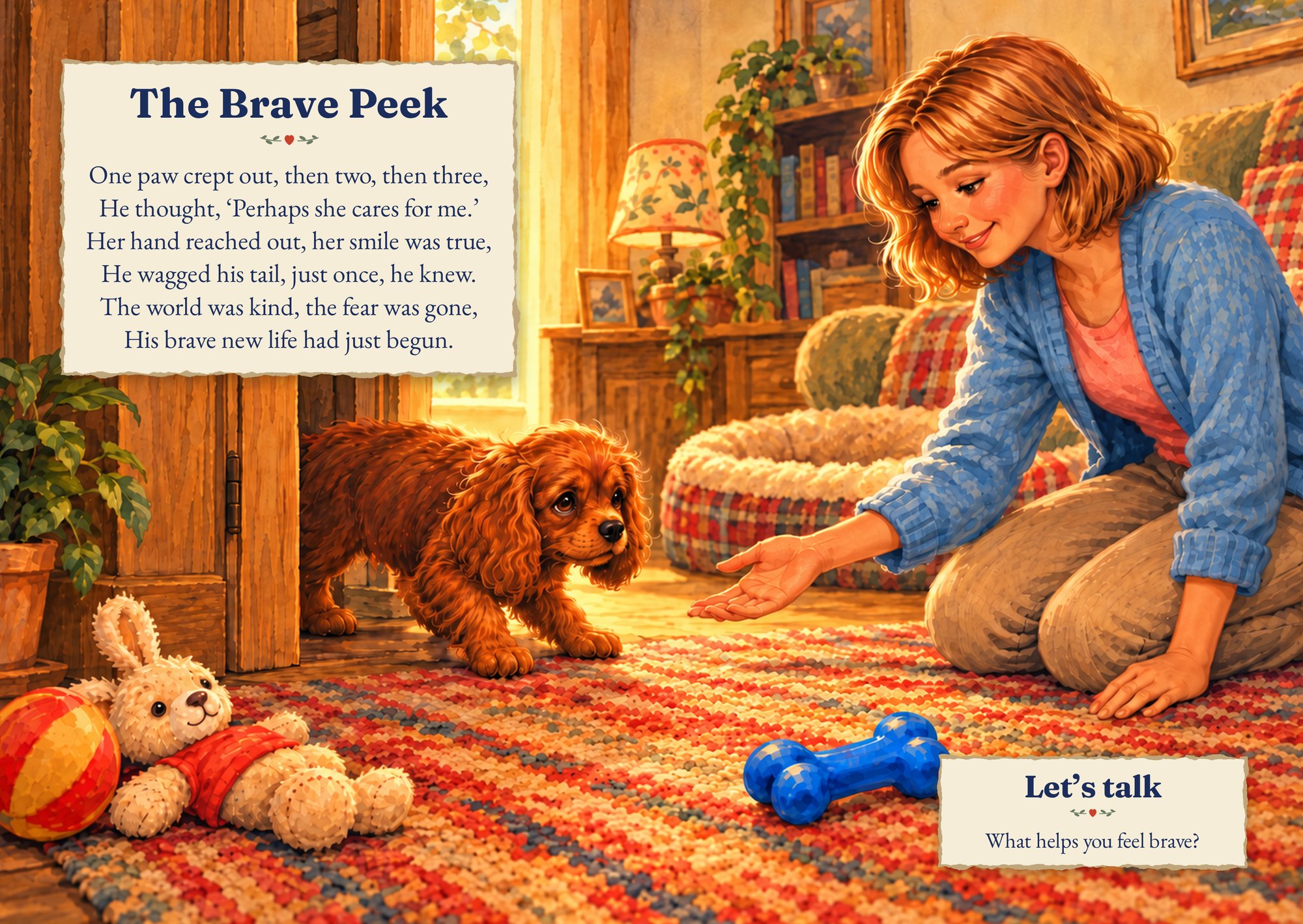 The Brave Peek: Sammy takes his first steps towards the lady's open hand
