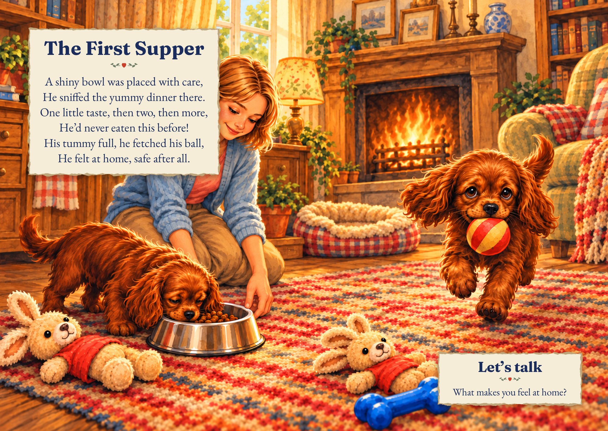 The First Supper: Sammy eats his dinner, then runs with his ball