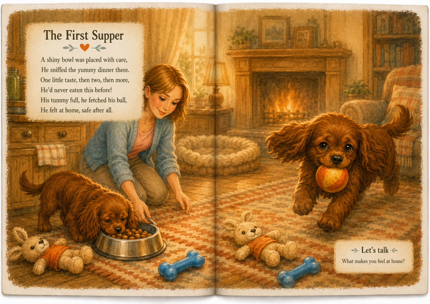 The First Supper: Sammy eats his dinner, then runs with his ball